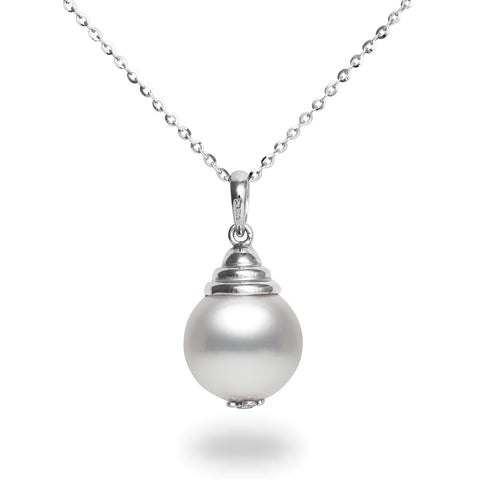 10-11mm Golden South Sea  Cultured Pearl and Diamond Pendant Necklace
