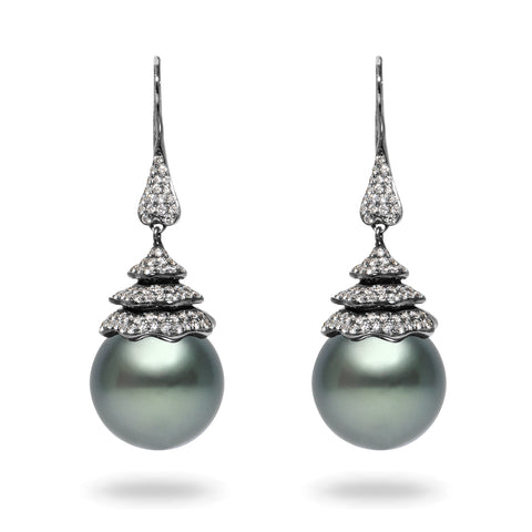 Dancing Diamond™ Collection 10-11mm Tahitian Pearl and Diamond Pendant
