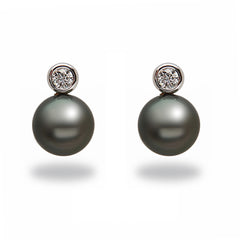 9-10mm Tahitian Pearl and Diamond Earrings