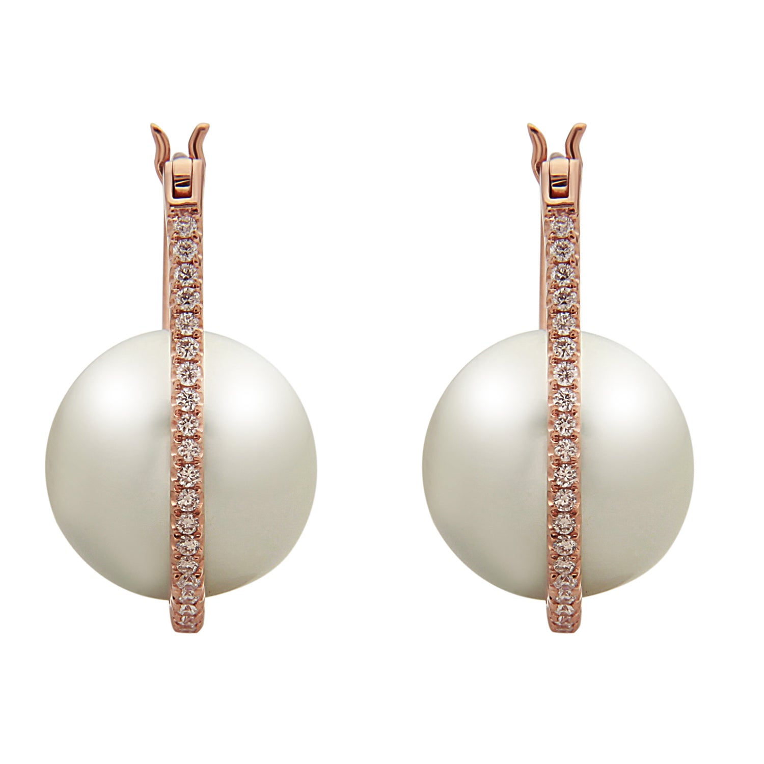 Galaxy Collection 10-11mm White South Sea Pearl and Diamond Earrings