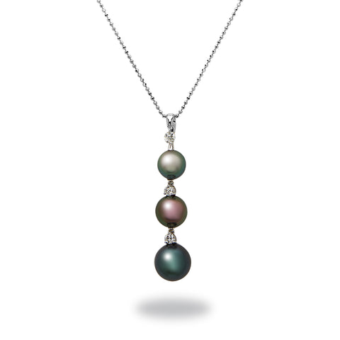 Dancing Diamond™ Collection 8-11mm Tahitian Pearl and Diamond Pendant