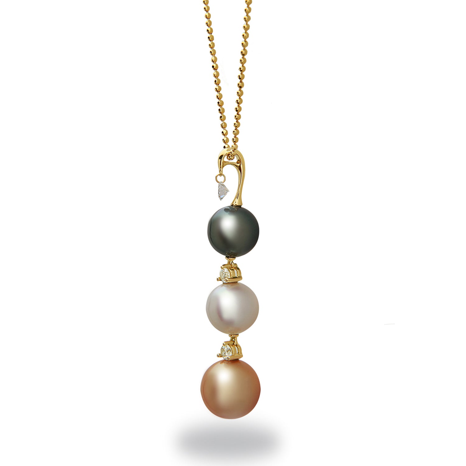 Dancing Diamond™ Collection 8-11mm Multi Color South Sea  Pearl and Diamond Pendant
