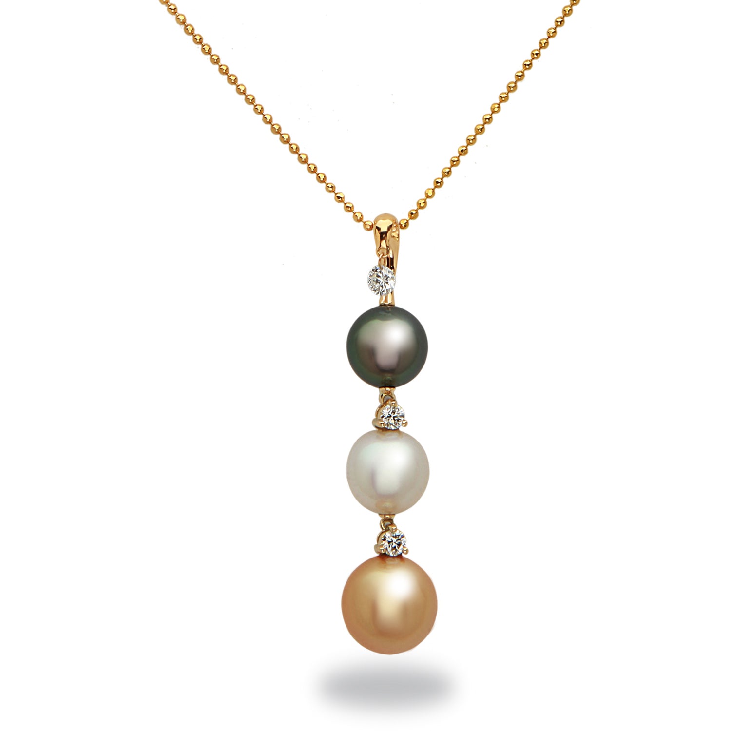 Dancing Diamond™ Collection 8-11mm Multi Color South Sea Pearl and Diamond Pendant