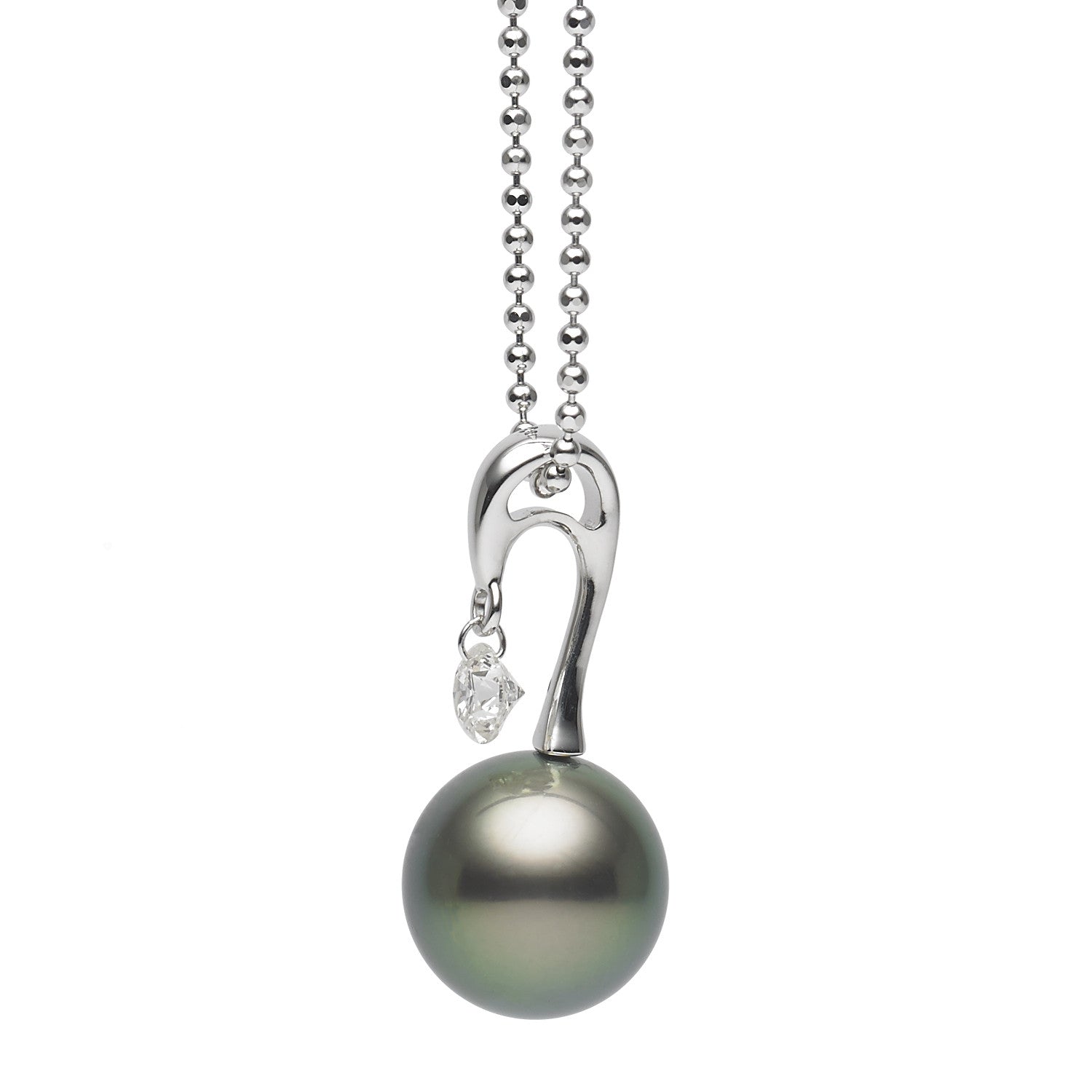 Dancing Diamond™ Collection 10-11mm Tahitian Pearl and Diamond Pendant