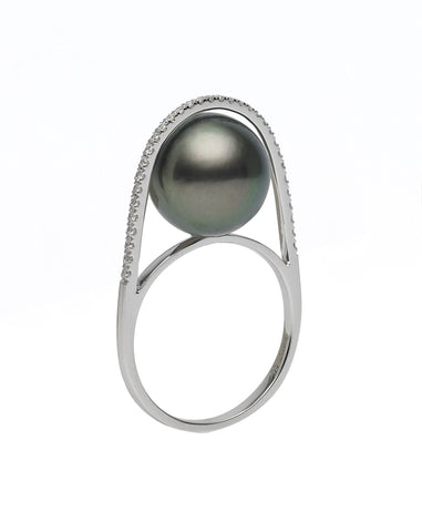 Dancing Diamond™ Collection 10-11mm Tahitian Pearl and Diamond Pendant
