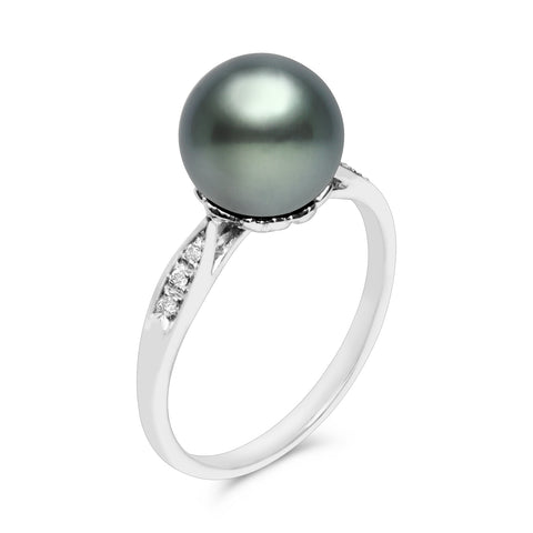 Dancing Diamond™ Collection 10-11mm Tahitian Pearl and Diamond Pendant