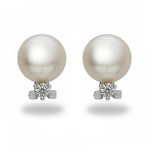 9-10 mm Golden South Sea Pearl and Diamond Earrings