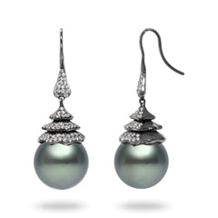 15-16mm Tahitian Pearl and Diamond Earrings