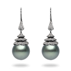 15-16mm Tahitian Pearl and Diamond Earrings