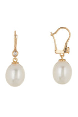 10-11mm Freshwater Pearl And Diamond Earrings