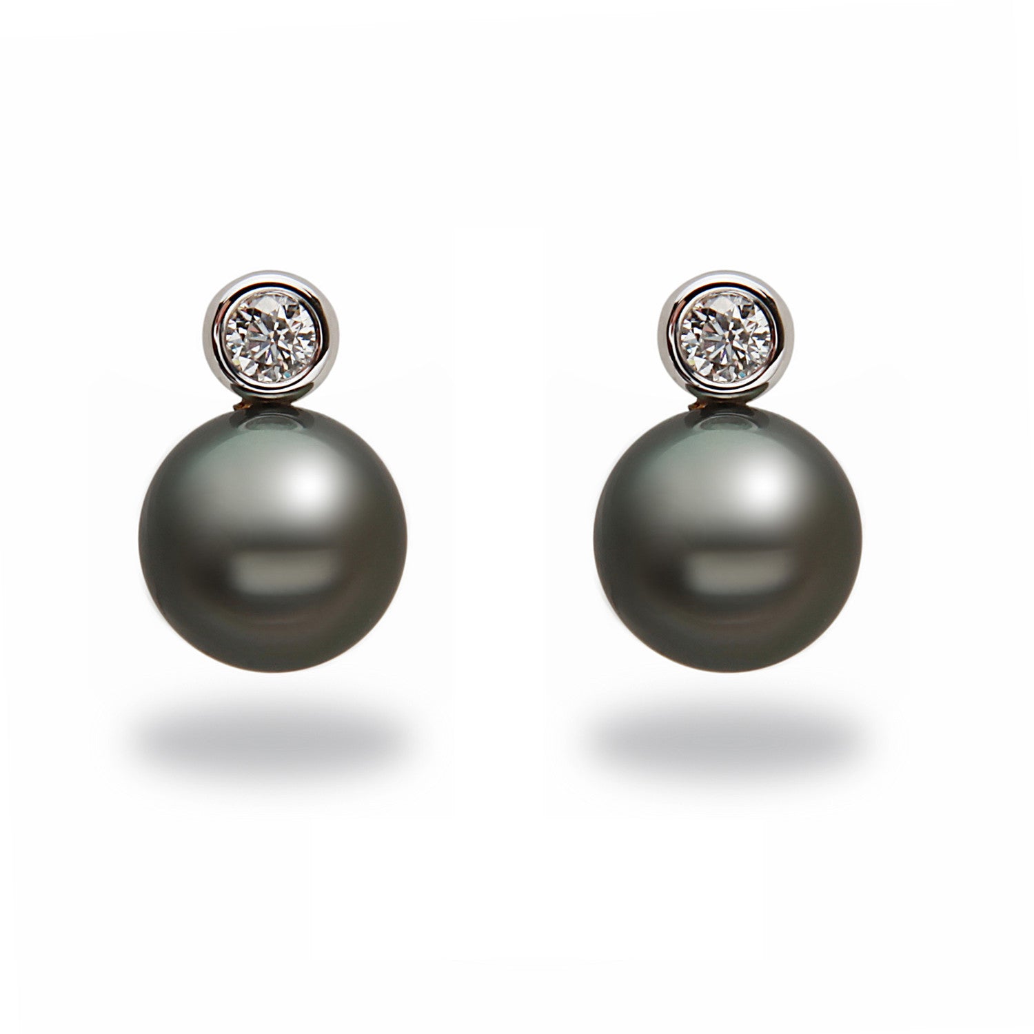 Natural Black Tahitian Pearl Dangle Earrings – 9-10mm, Sterling Silver Hook