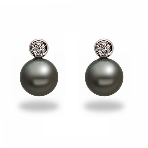 9-10 mm Golden South Sea Pearl and Diamond Earrings