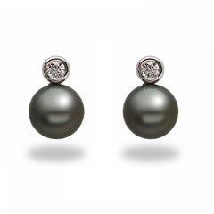 10-11mm Tahitian Pearl and Diamond Earrings