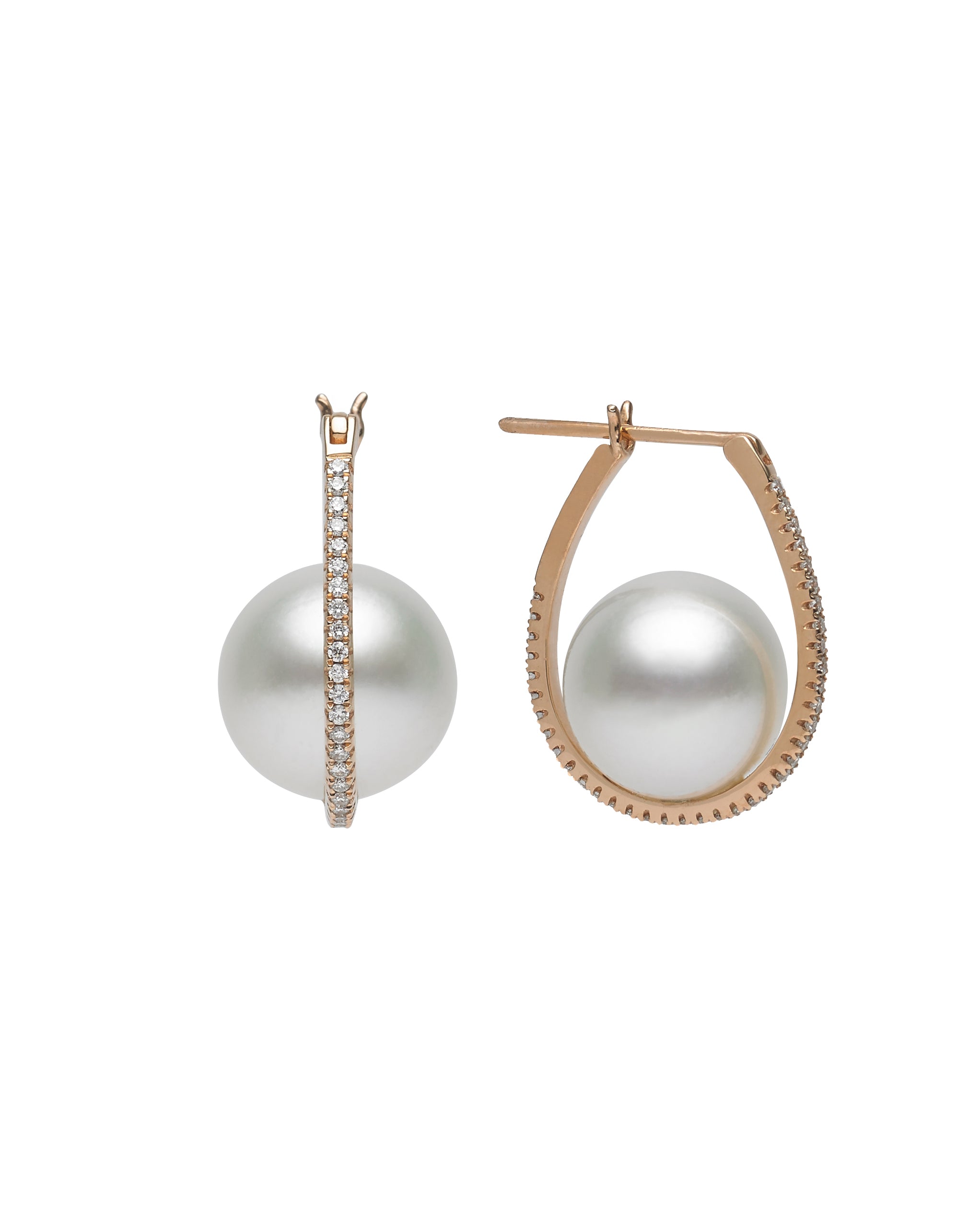 Galaxy Collection 10-11mm White South Sea Pearl and Diamond Earrings