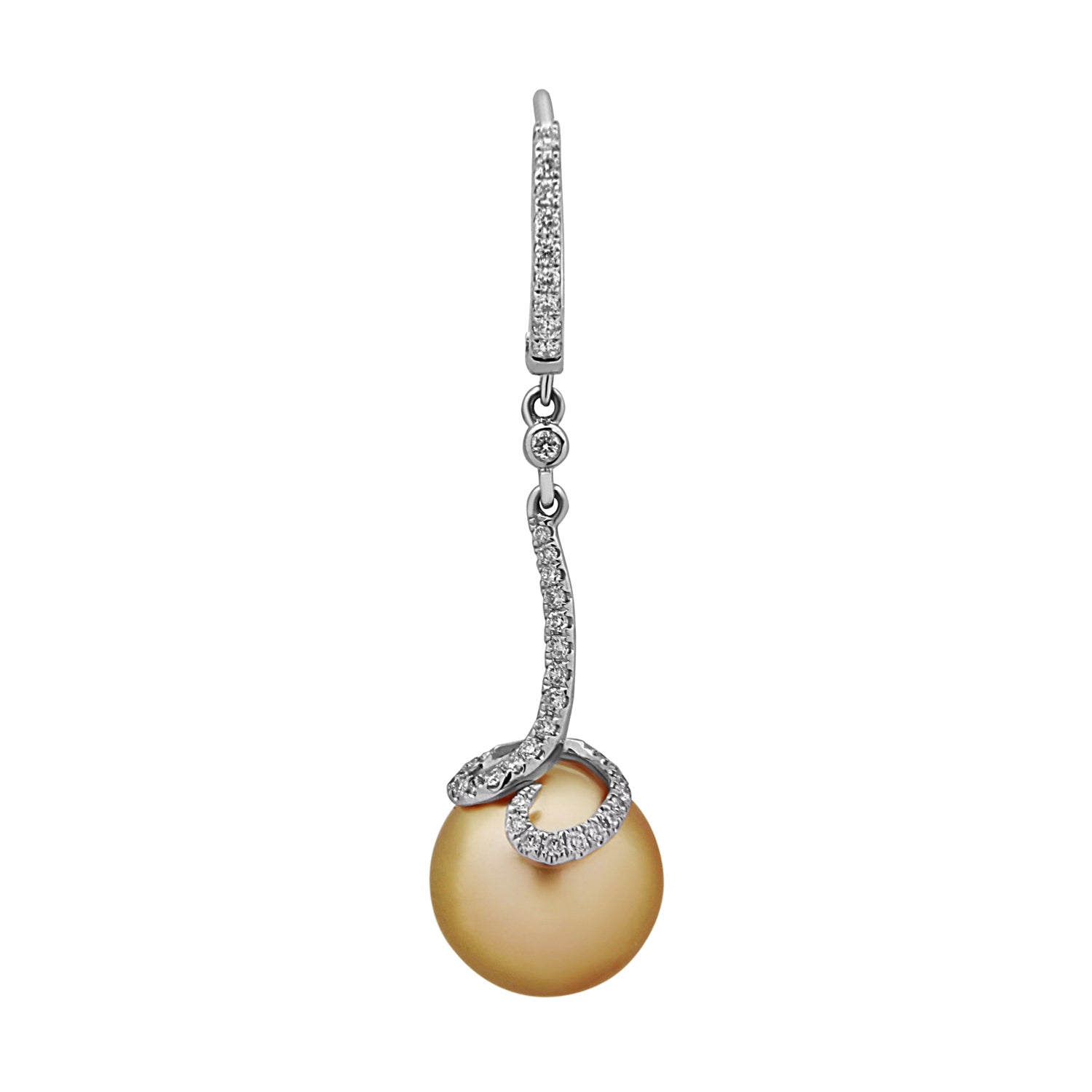 Oscar Collection 10-11mm Golden South Sea Cultured Pearl and Diamond Earrings
