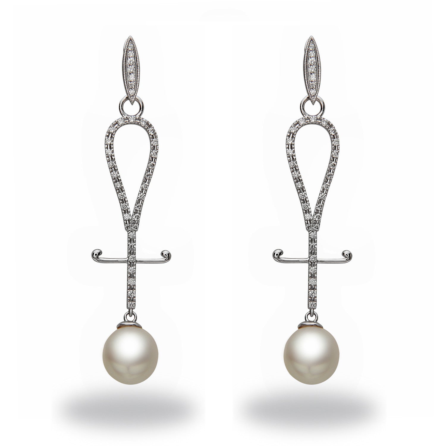 Chandelier White South Sea Pearl and Diamond Earrings