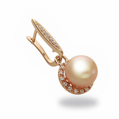 9-10 mm Golden South Sea Pearl and Diamond Earrings