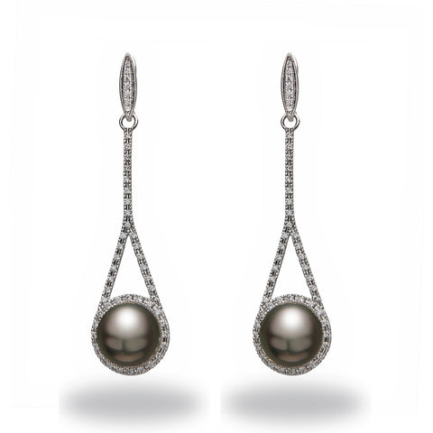 15-16mm Tahitian Pearl and Diamond Earrings