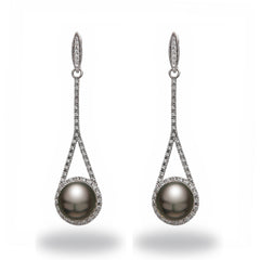 Chandelier 11-12mm Tahitian Pearl and Diamond Earrings