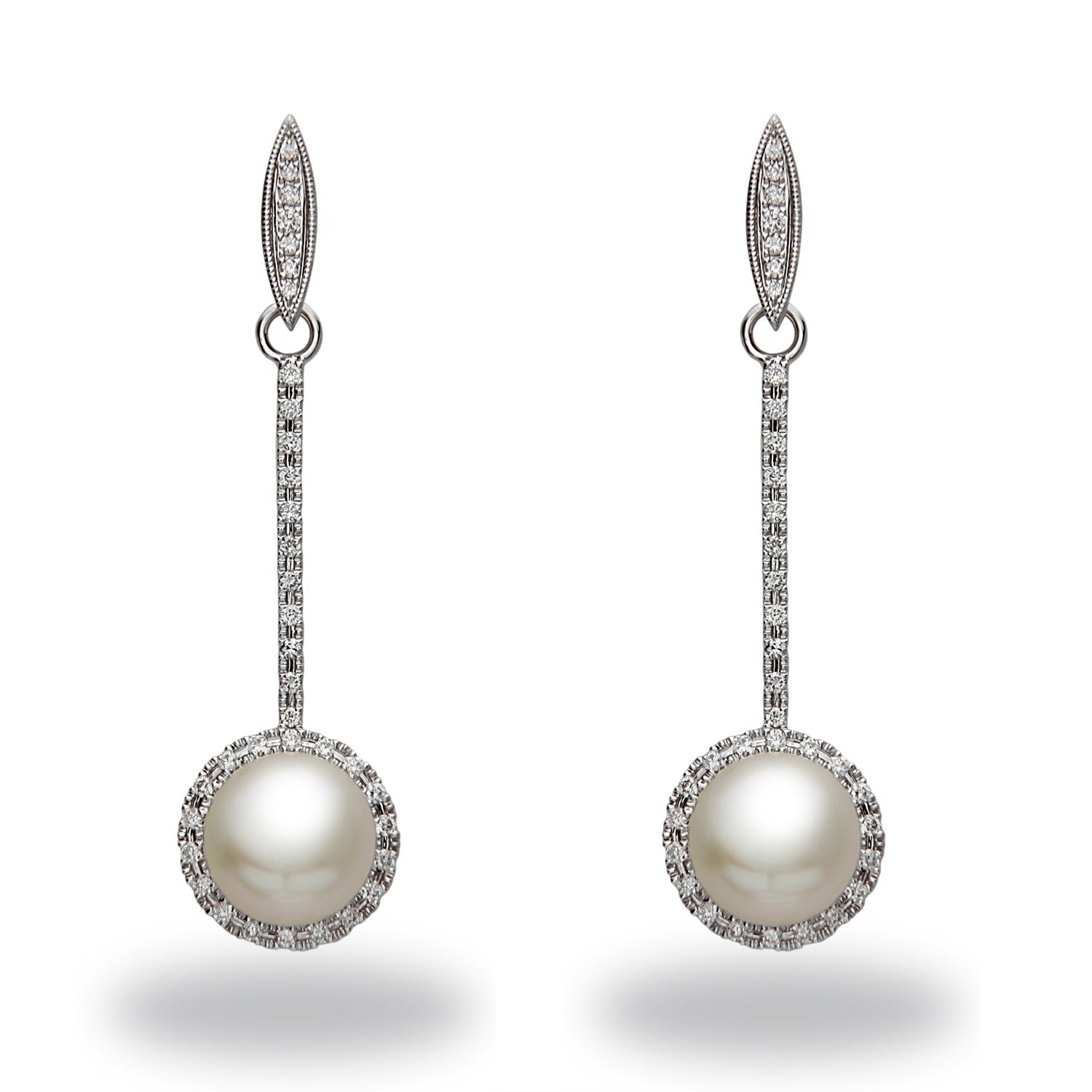 Chandelier 10-11mm White South Sea Pearls Earrings