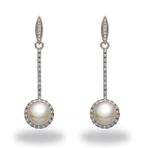 Chandelier 10-11mm Golden South Sea Pearl and Diamond Earrings