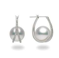 Galaxy Collection 11-12mm White South Sea Pearl and Diamond Earrings