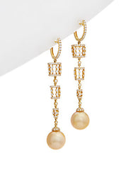11-12mm Golden South Sea Pearl and Diamond Earrings