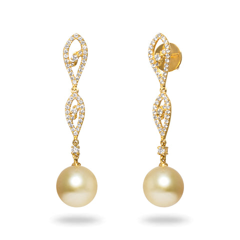 10-11mm Freshwater Pearl And Diamond Earrings