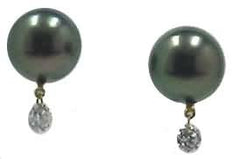 Dancing Diamond™ Collection 10-11mm Tahitian Pearl and Diamond Earrings