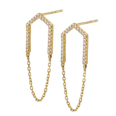 14k Gold Diamond Open Arrow Earrings