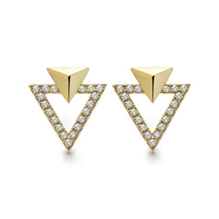 14k Gold Diamond Triangle Stud Earrings
