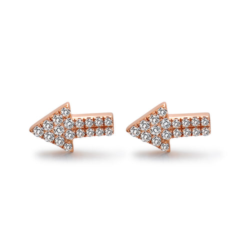 14k Gold Diamond Triangle Stud Earrings