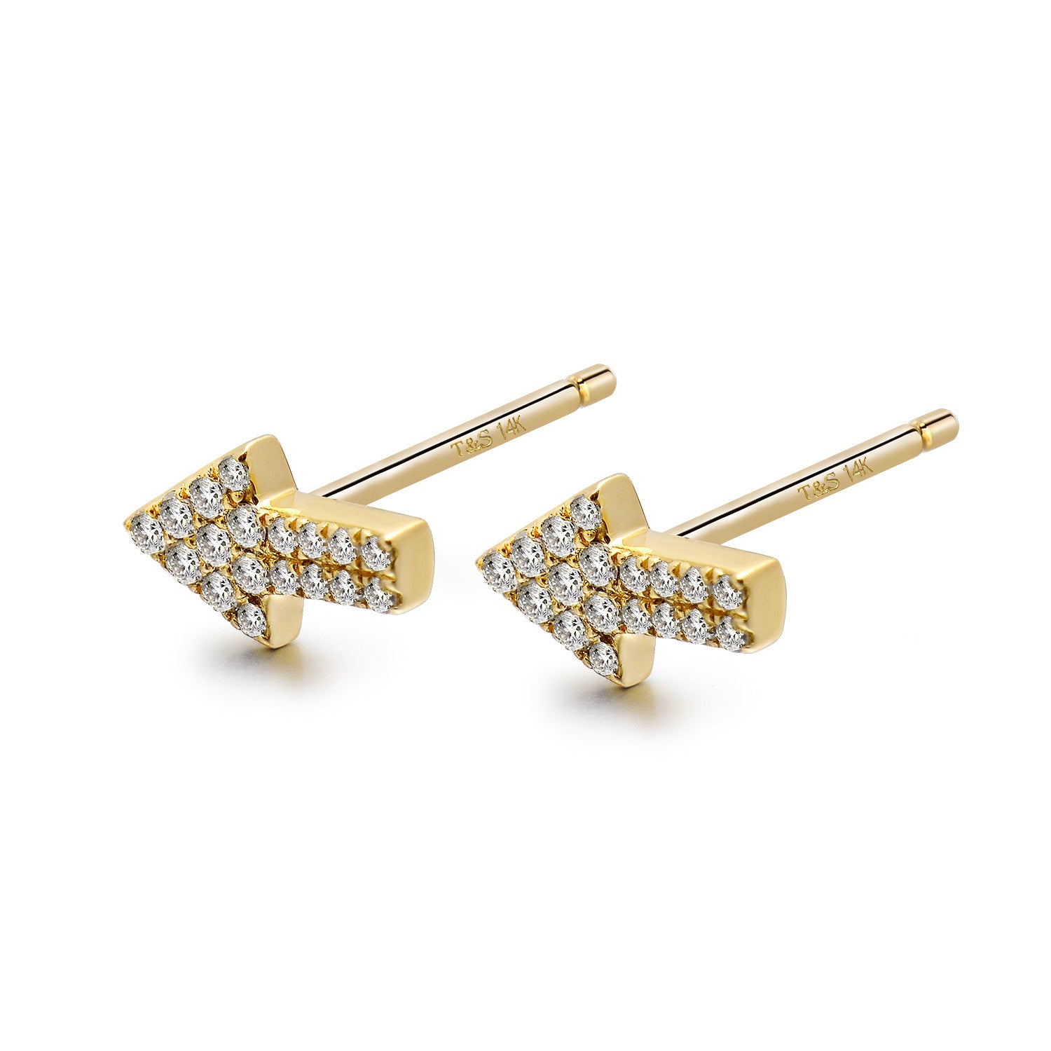 14k Gold Diamond Arrow Stud Earrings