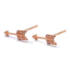 14k Gold Diamond Feather Arrow Stud Earrings