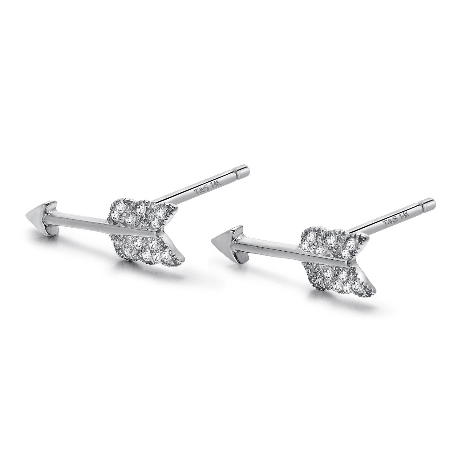 14k Gold Diamond Feather Arrow Stud Earrings – Tara Pearls
