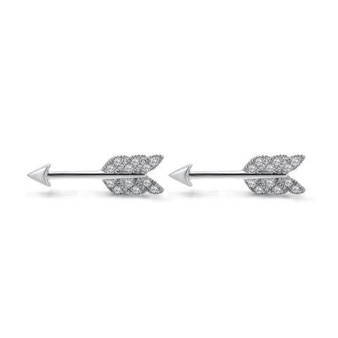 14k Gold Diamond Triangle Stud Earrings