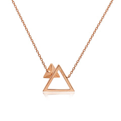 14k Gold Diamond Triangle Stud Necklace