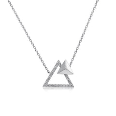 14k Gold Diamond Triangle Stud Necklace