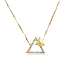 14k Gold Diamond Triangle Stud Necklace