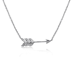 14k Gold Diamond Feather Arrow Necklace