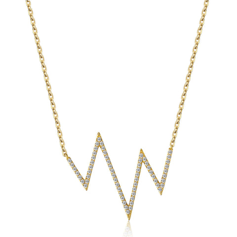 14k Gold Diamond Triangle Stud Necklace