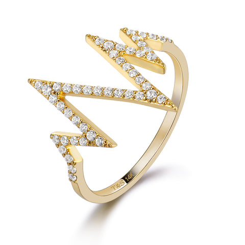 14k Gold Diamond Heartbeat Ring