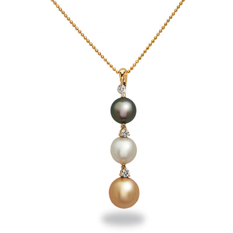 Dancing Diamond™ Collection 10-11mm Tahitian Pearl and Diamond Pendant