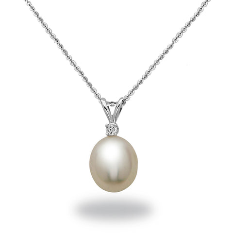 10-12mm White South Sea Cultured Pearl and Diamond Necklace