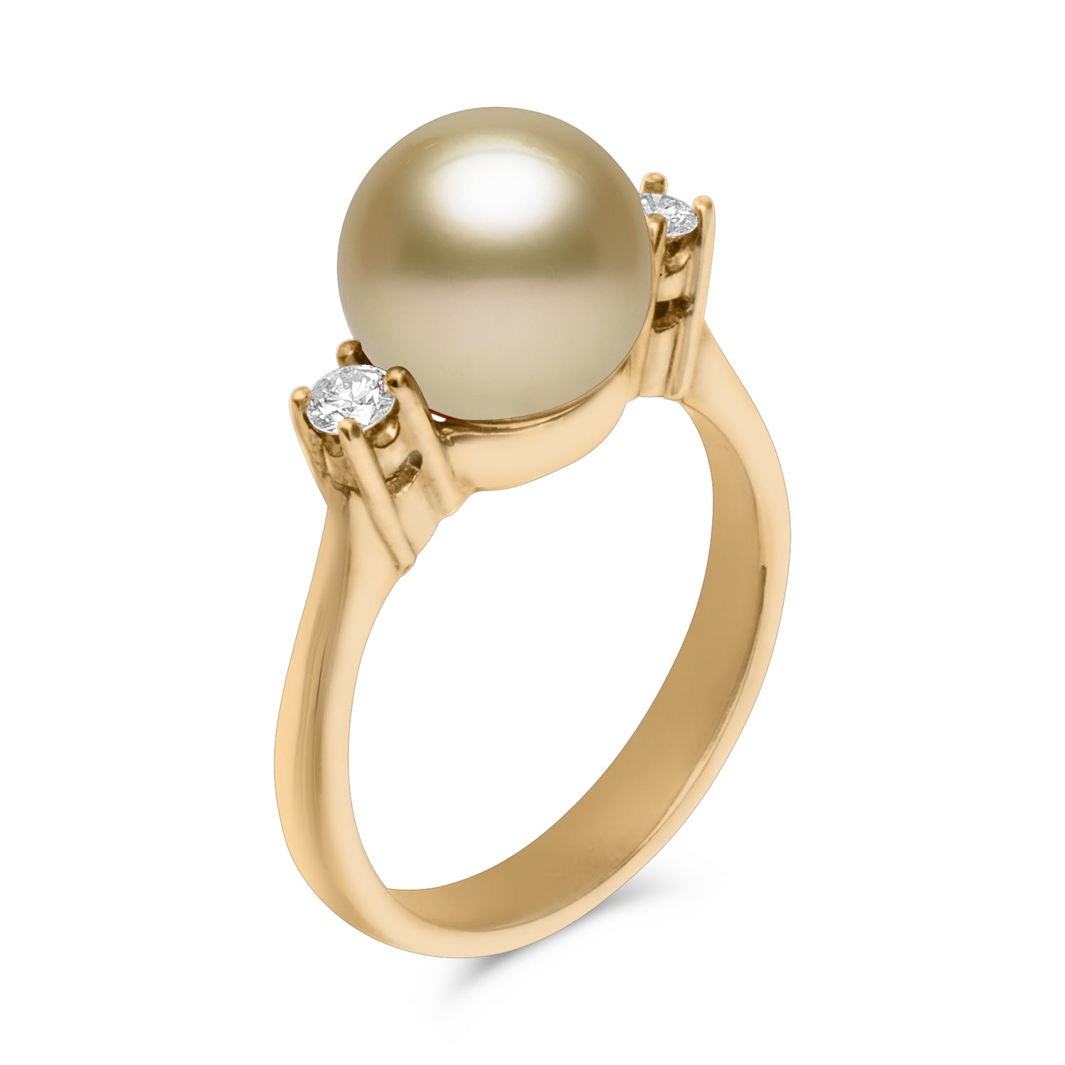 9-10mm Gold South Sea Cultured Pearl and Diamond Ring
