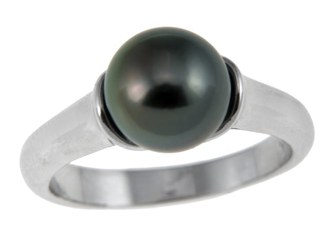 9-10mm White South Sea Cultured Pearl and Diamond Ring