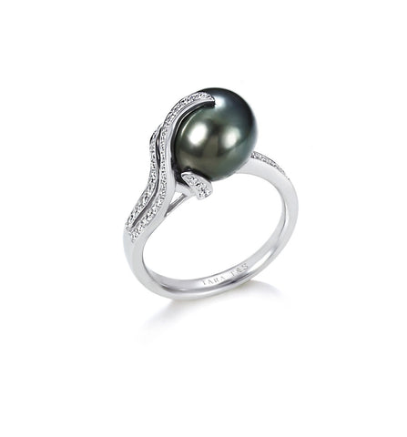 Oscar Collection 13-14mm White South Sea Pearl with Diamonds Pendant