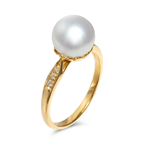 Classic Collection 9-10mm Tahitian Cultured Pearl and Diamond Ring