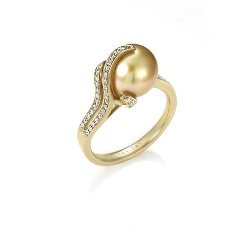 Oscar Collection 10-11mm Golden South Sea Cultured Pearl and Diamond Earrings